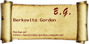 Berkovits Gordon névjegykártya